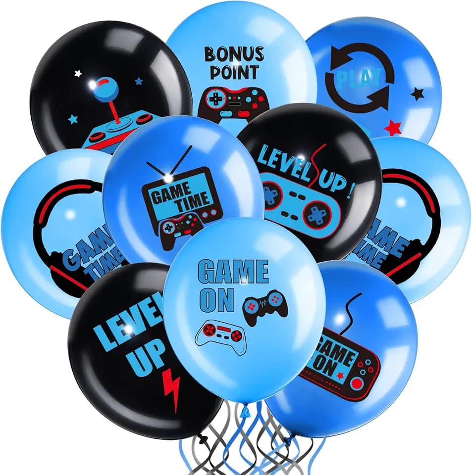 Aoriher 36 Pcs Video Game Balloons Gaming 12 Inch Latex,Blue