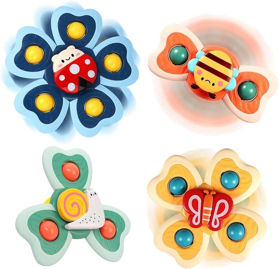 Saugnapf Spielzeug Baby 4 Stück Saugnapf Spinner Spielzeug für Baby
