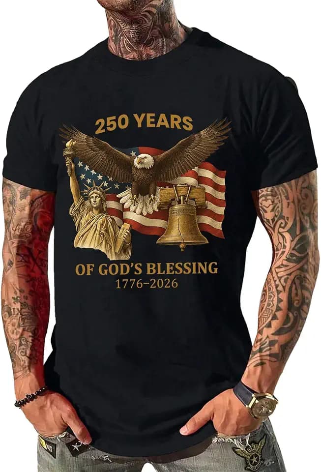 250th Anniversary USA Shirt Men American Heritage T-Shirt for July 4Th Or Special Events Lightweight Tops Black Large