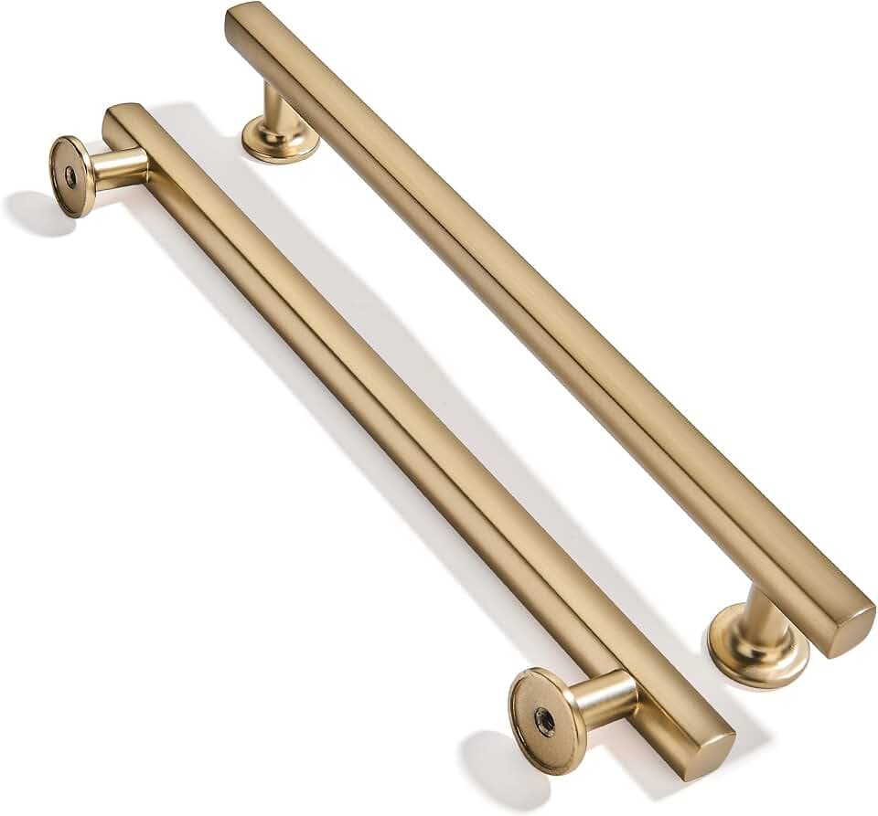 khtumeware 10 Pack 6 Inch(152mm) Brushed Brass Cabinet Pulls Kitchen Solid Heavy Duty Brushed Gold Cabinet Pulls Kitchen Cabinet Hardware for Cupboard Drawer Handles Dresser Pulls