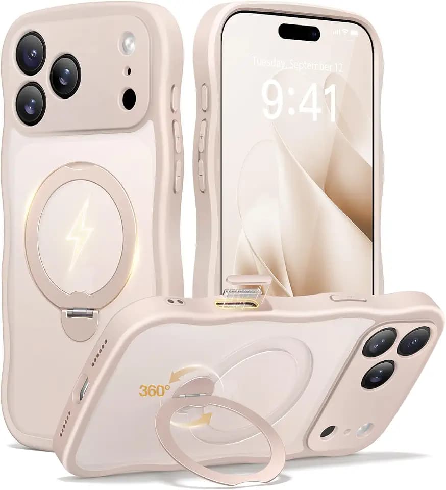 CAPRARO for iPhone 17 Pro Case with Magnetic Stand, Rose Gold