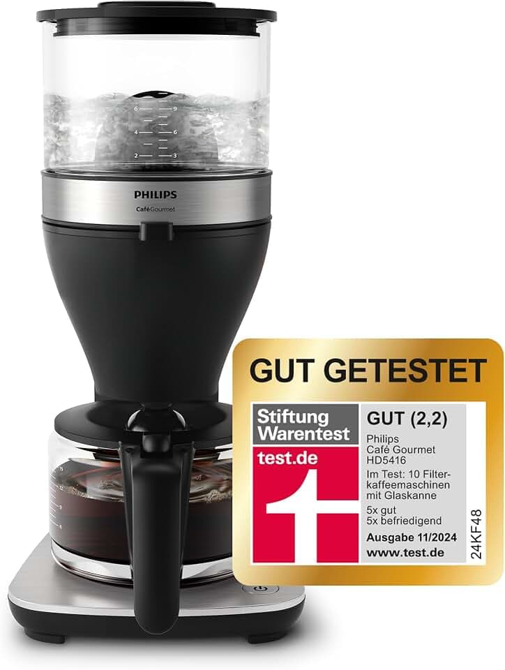 PHILIPS Filterkaffeemaschine, Schwarz, 1,25 L Fassungsvermögen