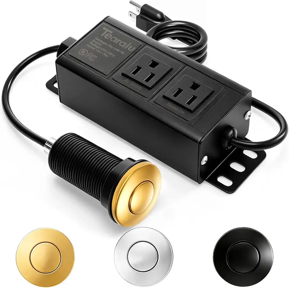 Garbage Disposal Air Switch Kit Dual Outlet, Sink Top Push Button UL Listed