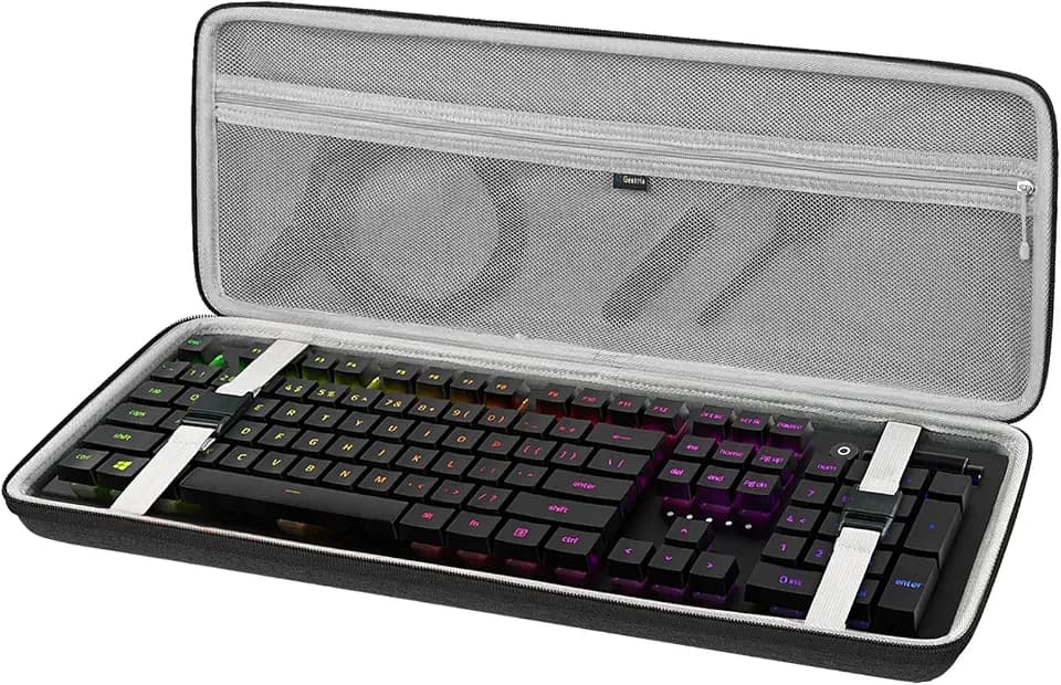Geekria Full Size Keyboard Case, Hard Shell Travel Carrying Bag for 108 Key Computer Mechanical Keyboard Compatible with Razer BlackWidow V3 Mechanical Gaming, Ornata Chroma Gaming
