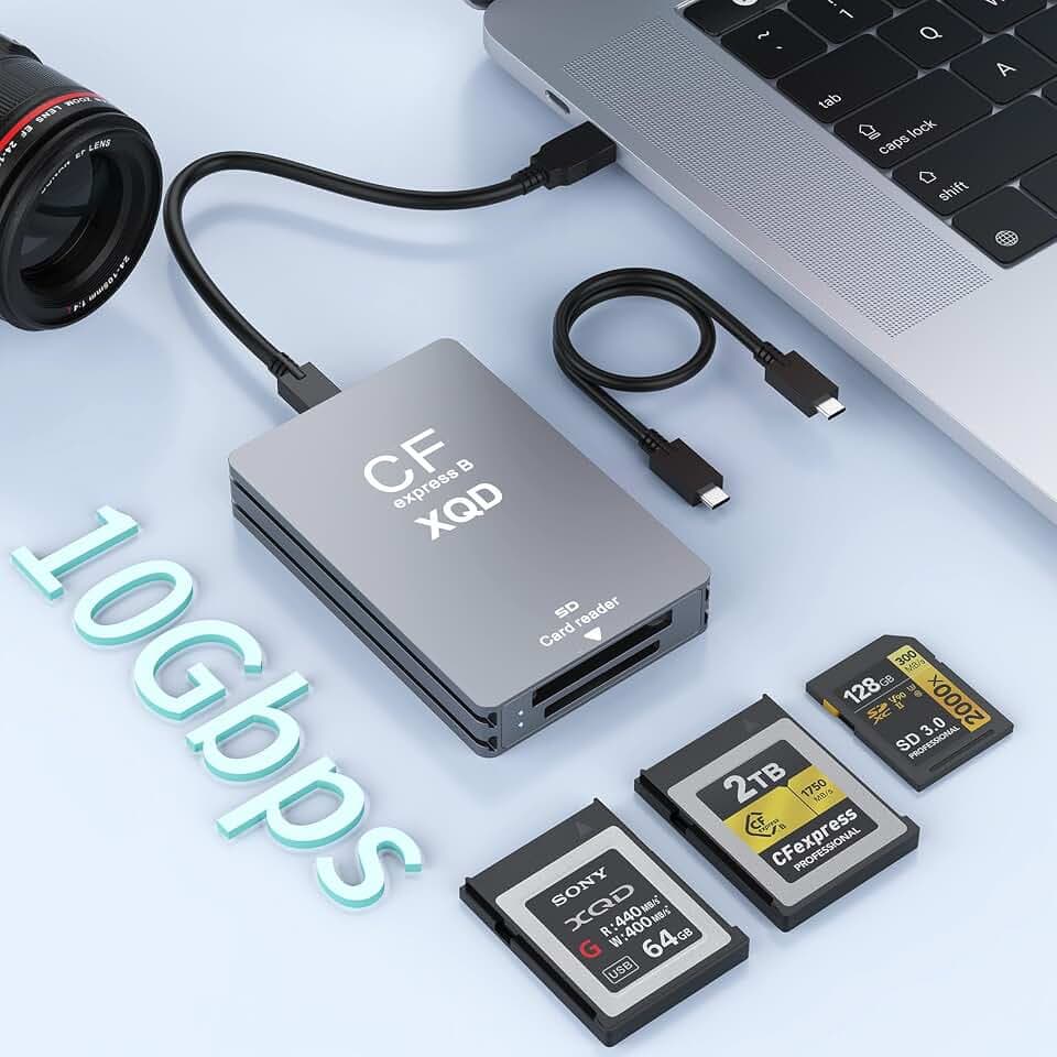 5 in 1 CFExpress/XQD/SD Card Reader - 10Gbps USB C&USB A CFexpress Type B Card Reader for CFexpress Type B+SD 3.0 Card+XQD Card Reader, CFexpress Adapter Memory Card Reader for Windows/Mac/Android