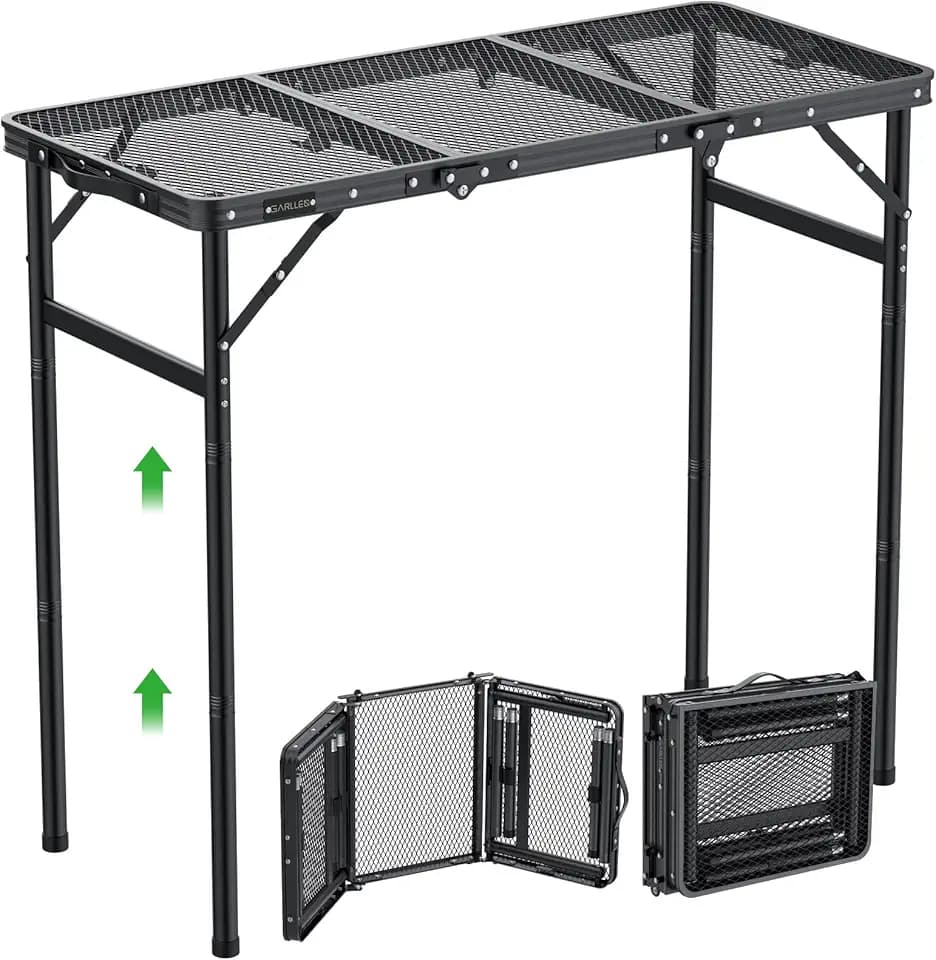 GARLLEN Folding Camping Grill Table, Aluminum Portable Table 35.4" Lx15.7 W