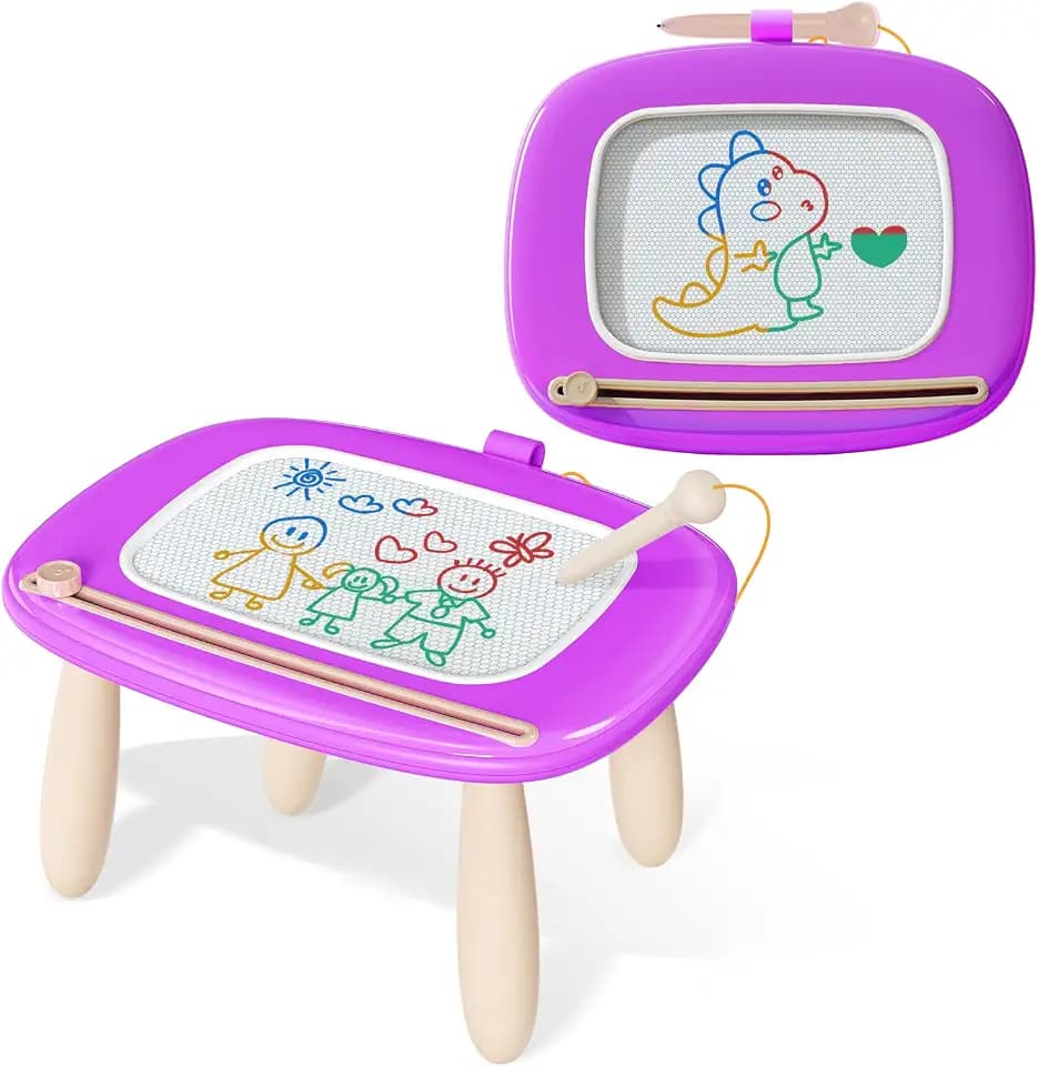 Kikidex Toddlers Toys Age 1-3, Magnetic Drawing Board, Doodle Board Pad Learning and Educational Toys for 1 2 3 Year Old Kids Birthday Gift (Purple)