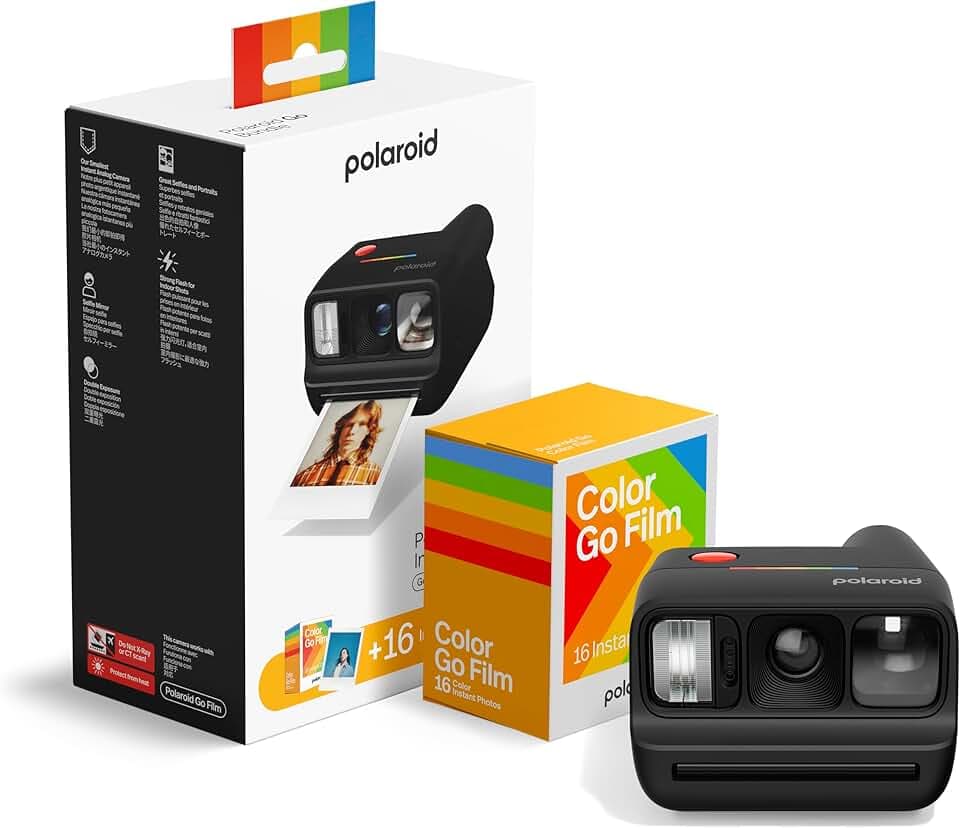 Polaroid - Bundle Sofortbildkamera Go Gen 3 Schwarz + Go Farbfilm (16 Fotos)
