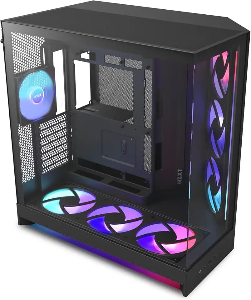 NZXT H9 Flow RGB+ - Dual-Chamber ATX PC Case - Black