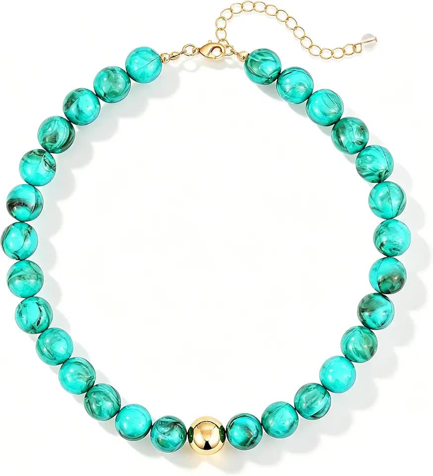 Colorful Chunky Beaded Necklaces for Women Multicolor Large Round Resin Beads Collar Necklace Boho Trendy Statement Chokers Y2K Summer Beach Jewelry