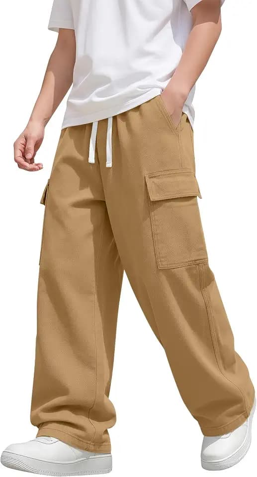 Boys Baggy Cargo Pants Wide Leg Sweatpants