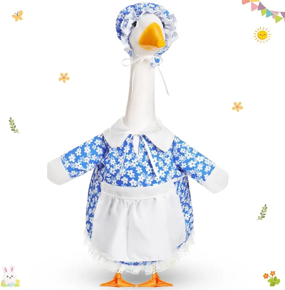 FuWeave Spring Goose Outfit Flower Porch Goose Clothes for 23" Large Statue Outdoor Patio Yard Lawn Art Decoration(Daisy,23 inch)