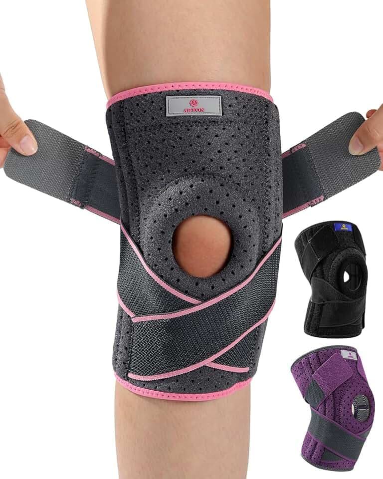 ABYON Kniebandage Verstellbare Knieorthesen mit Seitlichen Stabilisatoren und Patella-Gelpolstern für Männer Damen Knieschmerz, Meniskusriss, Arthritis, Gelenkschmerz