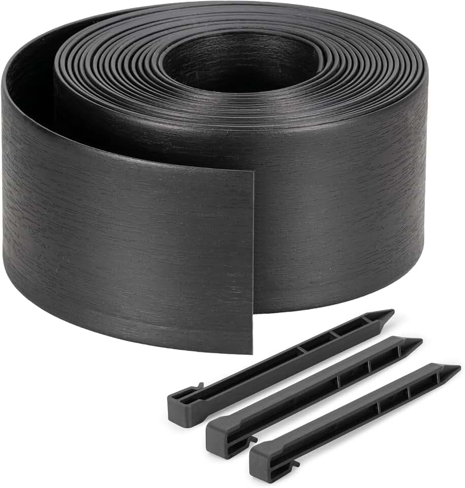 Velway Flexible Rasenkante Kunststoff, Schwarz, Länge 10m, Höhe 13cm