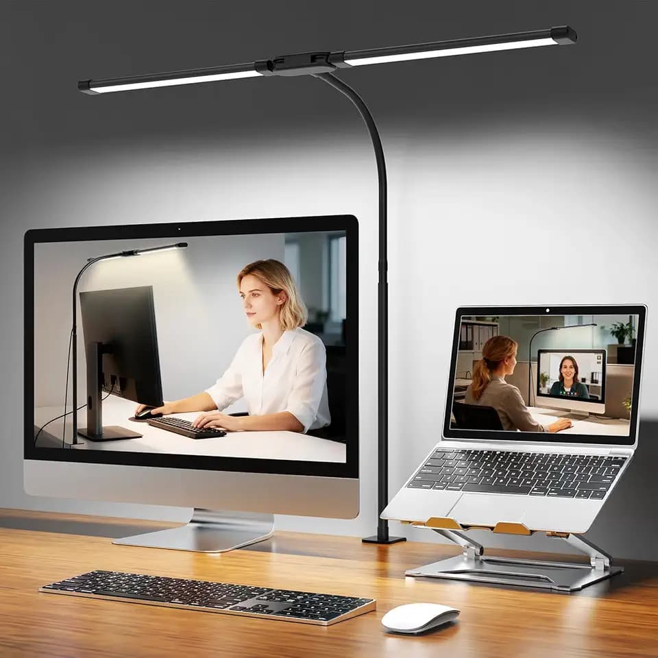 Woputne Schreibtischlampe LED dimmbar mit klemmbar,Dimmbar,Schwarz