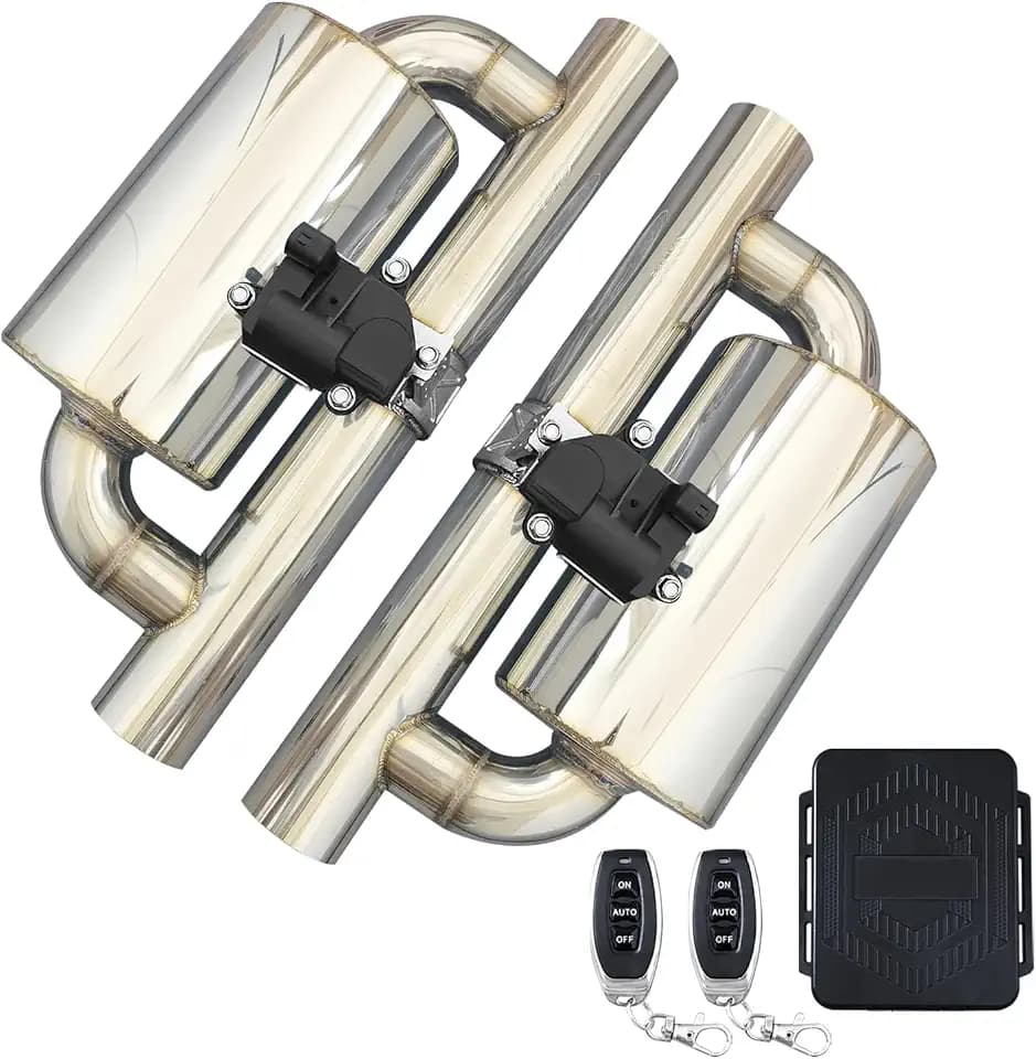 3 Inch Electric Valved Muffler Exhaust Cutout with Muffler Cat Back Exhaust System Kit (2-Pack)
