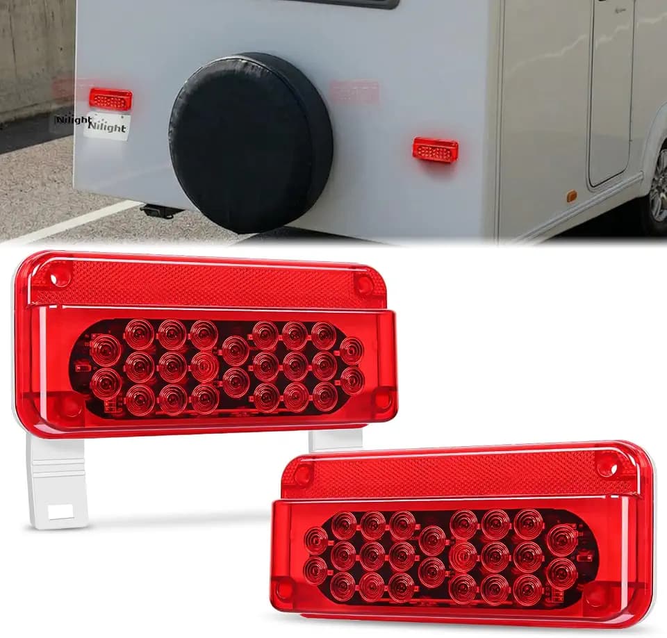 Nilight RV Tail Light 2PCS 54 LED Red White Waterproof Taillights