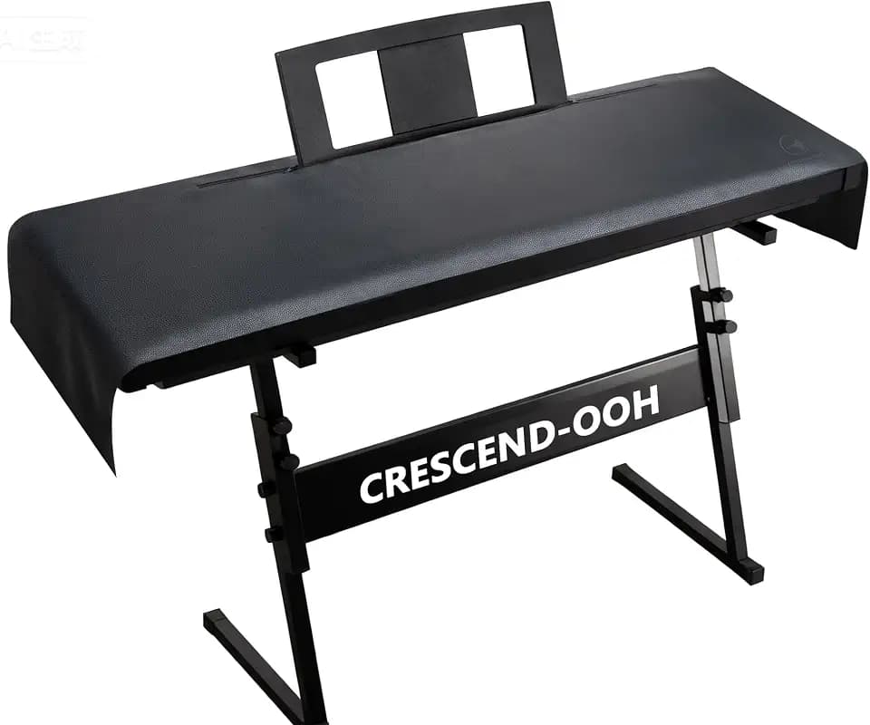 Piano Keyboard Dust Cover – Black Waterproof Faux Leather Top with Soft Felt Lining, 67" x 16" Extra Wide – Digital Electric Keyboard, Double Zipper for Music Stand, Fits 61–88 Keys