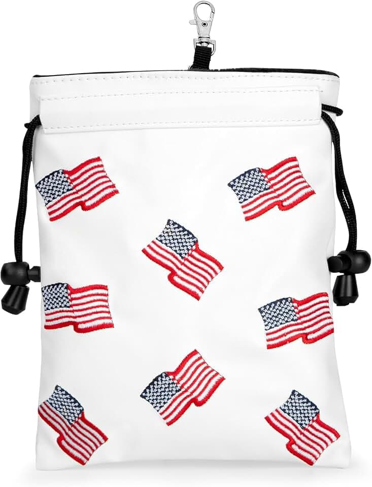 US Patriotism Golf Valuables Pouch Bag with Drawstrings