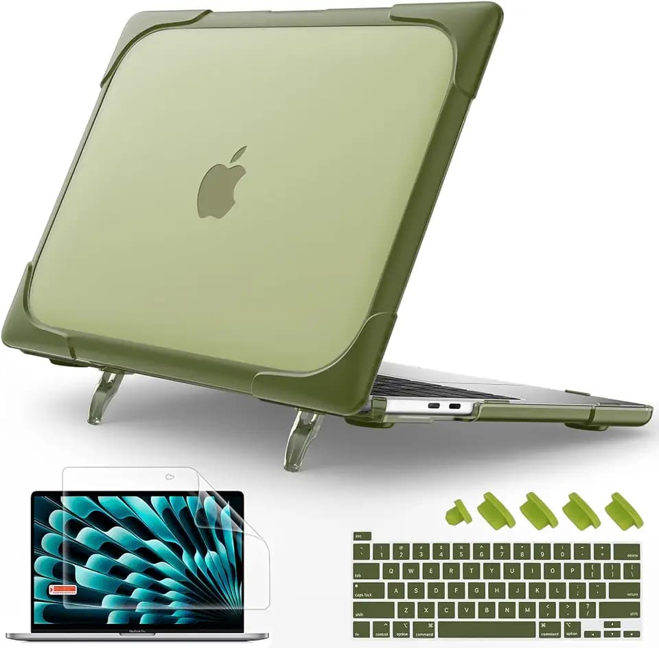 May Chen for MacBook Pro 16 inch Case 2019 Release A2141, Strong Case [Heavy Duty][Dual Layer] Hard Case Cover with Rubberized TPU Bumper for MacBook Pro 16" with Touch Bar and Touch ID, Olive
