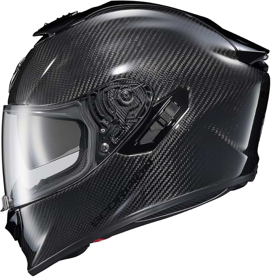 ScorpionEXO ST1400 EVO Carbon Fiber Full Face Sport Touring Street Motorcycle Helmet - Bluetooth Ready Speaker Pockets DOT ECE Solid (Gloss Black - Small)