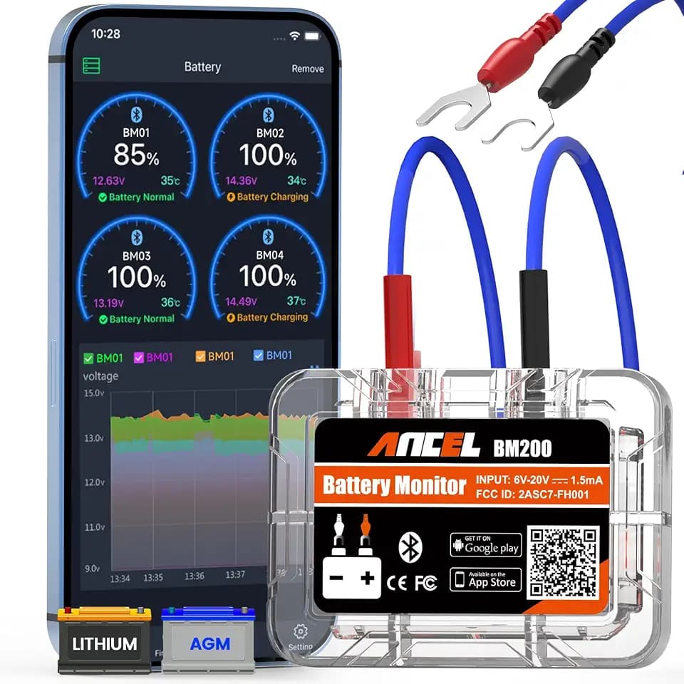 ANCEL BM200 Battery Monitor Bluetooth, 12V Automotive Car Battery Tester