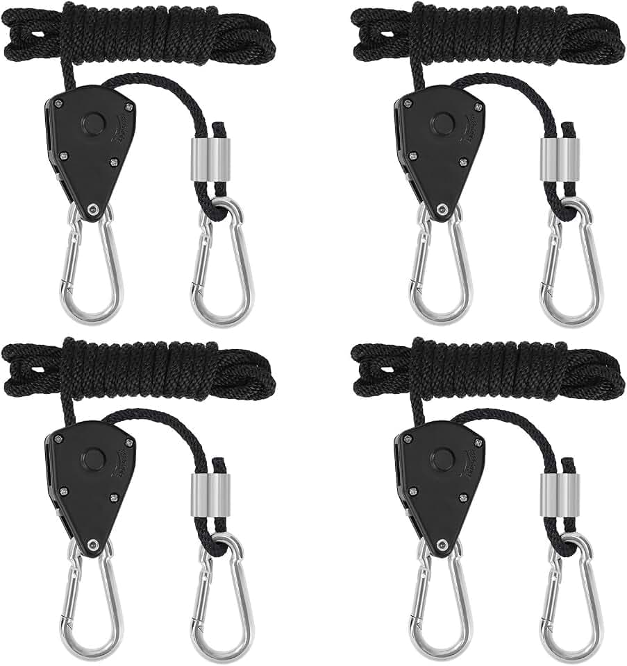 Seil Ratsche Verstellbarer Aufhängen Seilaufhänger Seilratsche für Pflanzenlampe Wachsen Licht Zimmerpflanzen 1/8 Zoll 150lb Kapazität 2 Paar
