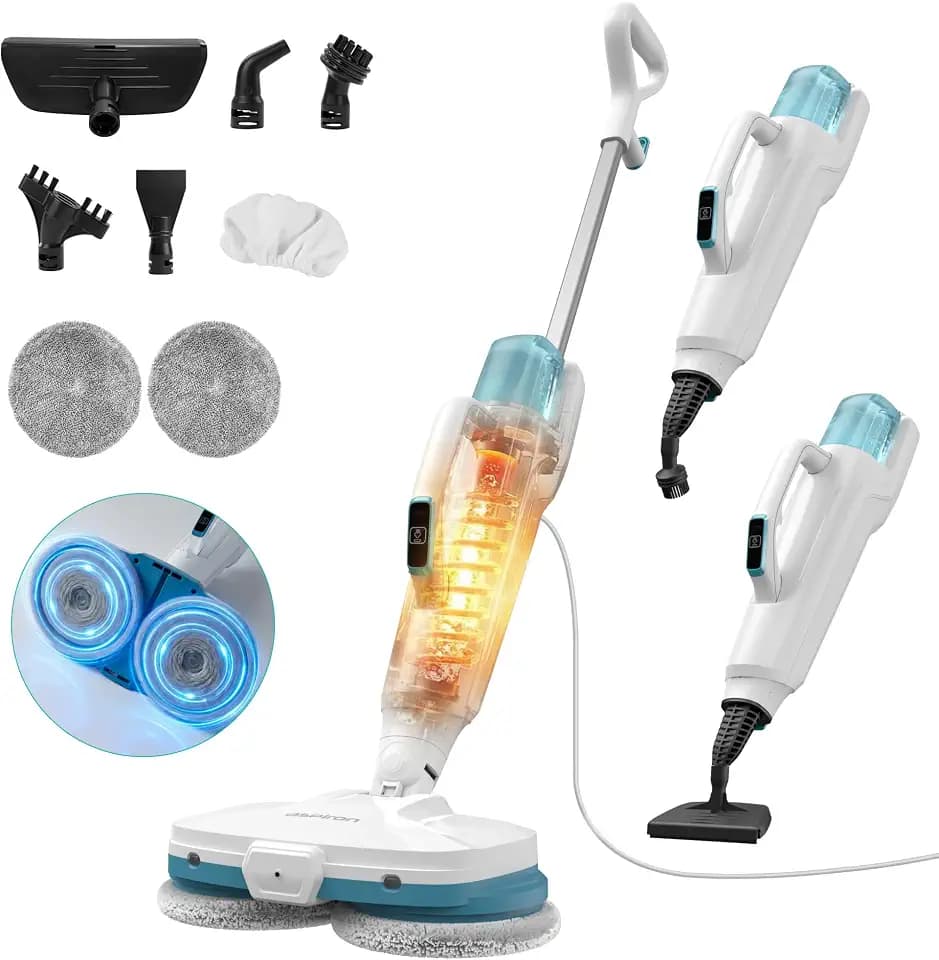 Dampfreiniger 10-in-1 mit Handgerät, 15s Schnellaufheizung, 2 Dampfstufen & Sprayfunktion, 500 ml Tank, Steam Mop für Fliesen, Laminat, Parkett, Teppich, Küche, Bad, Auto