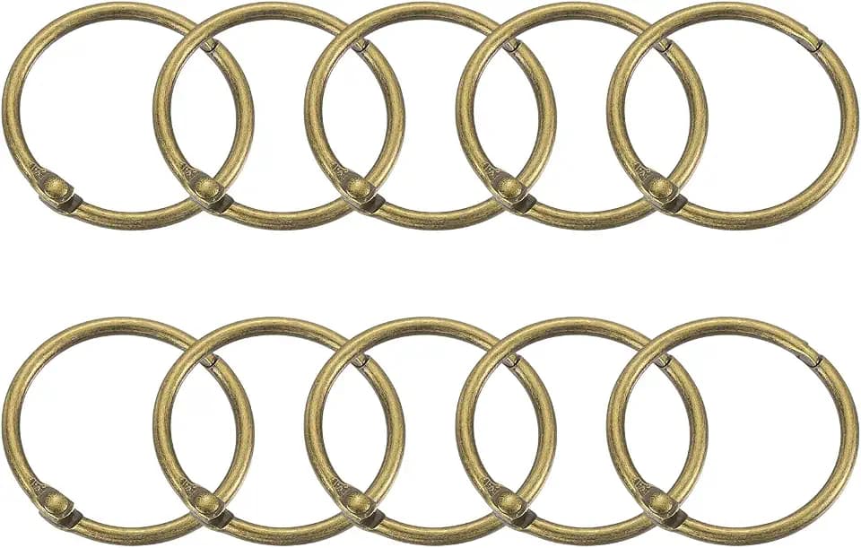 sourcing map Duschvorhangringe, Karbonstahl, runde Karabinerhaken, 3,2 cm, lose Blätter, Binderinge für Duschvorhangstangen (Bronze), 12 Stück