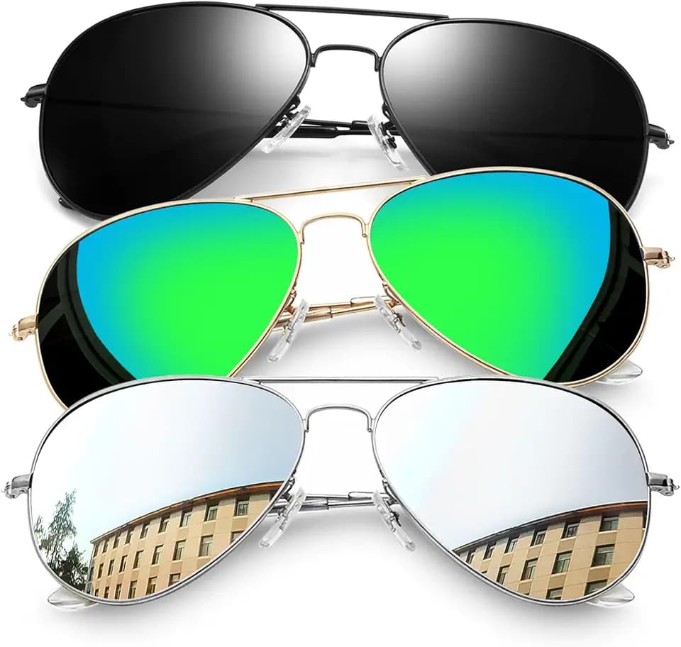 Joopin 3 Pack Aviator Sunglasses for Women Men UV Protection Teardrop