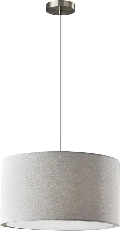 Adesso 4003-02 Harvest Large Drum Pendant, White