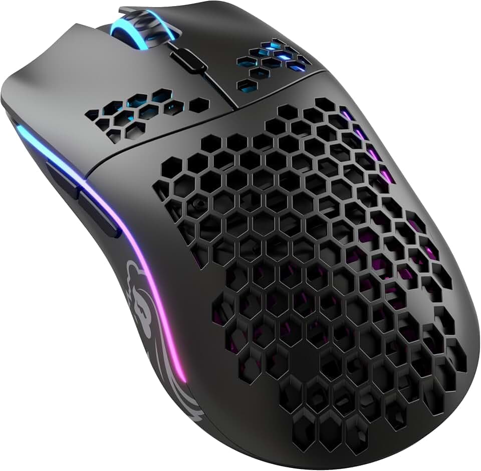 GLORIOUS Gaming Model O Wireless Gaming Mouse - Superlight, 69g Honeycomb Design, RGB, Ambidextrous, Lag Free 2.4GHz Wireless, Up to 71 Hours Battery - Matte Black
