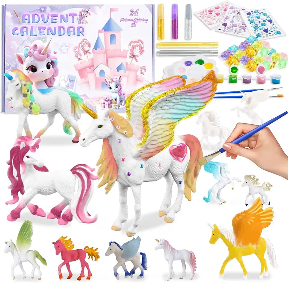 Adventskalender 2026 Kinder, Einhorn Adventskalender Mädchen, Malset für Kinder Einhorn, Kreativ Advents-kalender Set für Kind-er, Weihnachtsgeschenke für Mädchen Advents-kalender 4 5 6 7 8 9 10 jahre