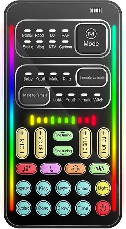 Voice Changer, Handheld Voice Changer Soundkarte mit 8 Soundeffekten, Bluetooth Voice Disguiser, Portable Sound Modulator für PC/Handy/Laptop