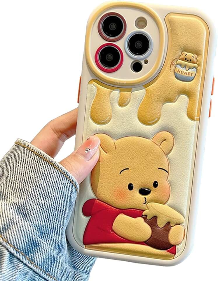 Compatible with iPhone 12 Pro Max 6.7'' Cute Case, Kawaii Phone Case TPU Leather Cute Bear Cartoon case Soft Rubber Shockproof Protective for iPhone 12 Pro Max Case Cover for Women Girls