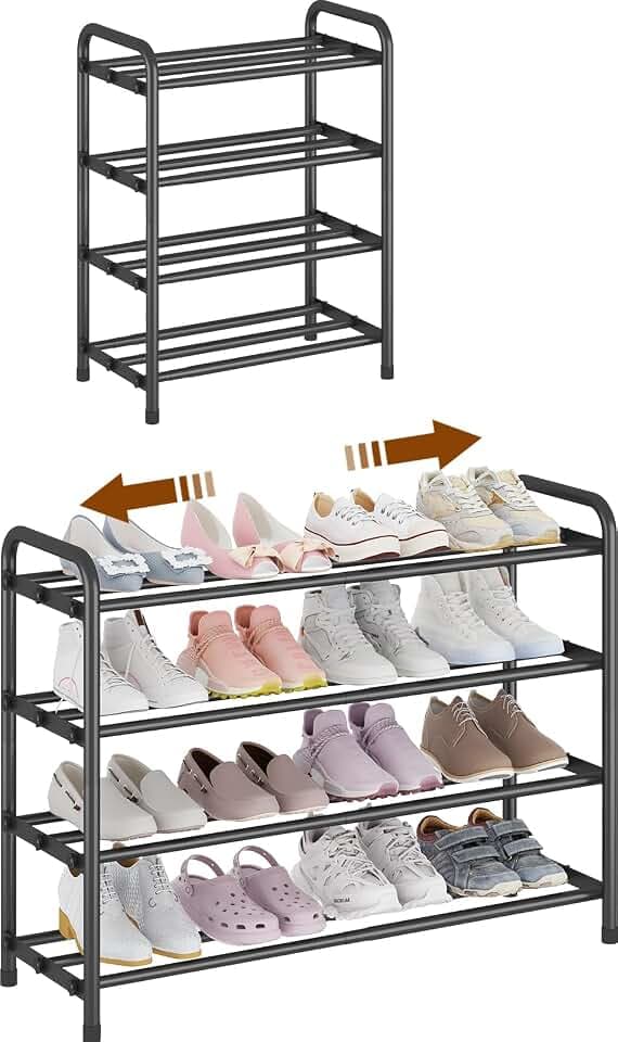 Expandable Metal Shoe Rack for Closet & Entryway, Shoe Storage Organizer