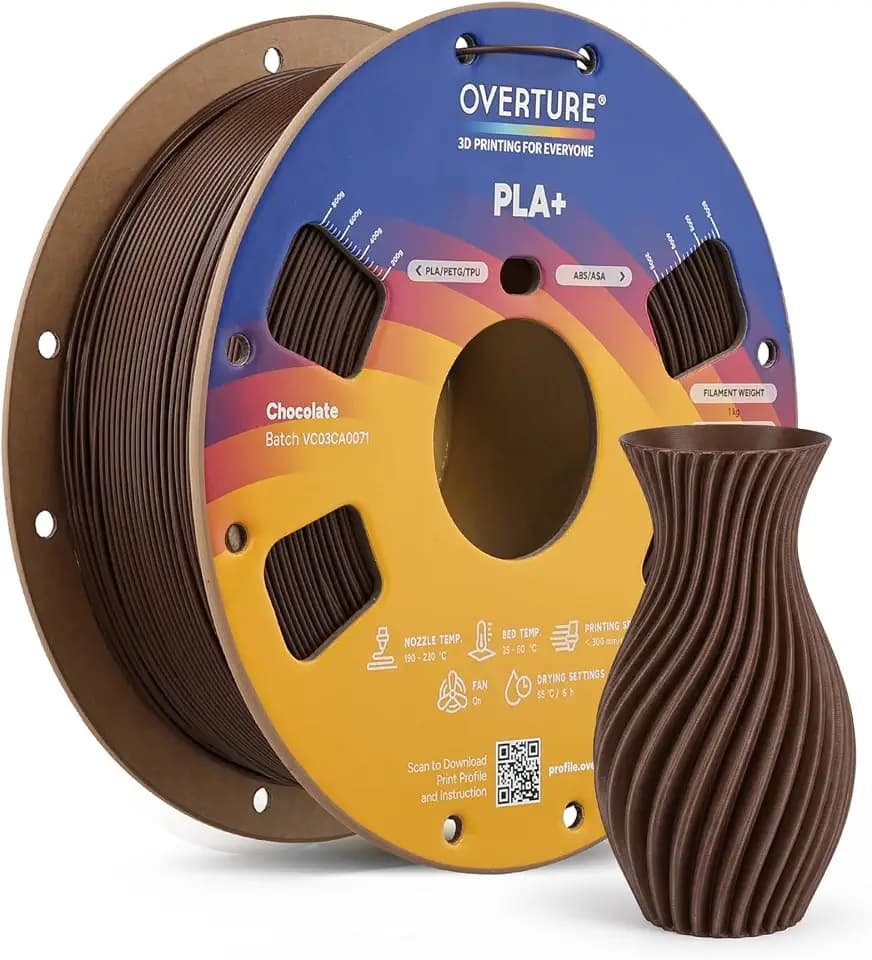 OVERTURE PLA+ 1,75 mm Schokobraun 1kg | High Speed PLA Plus