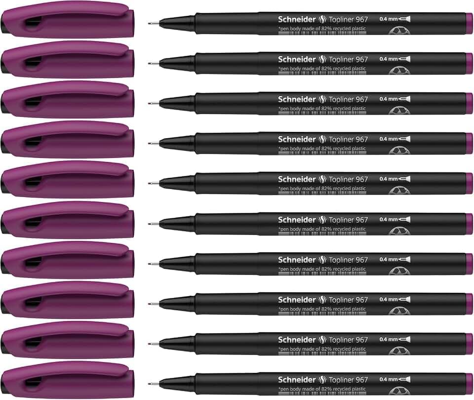 Schneider Topliner 967 Fineliner (Strichstärke 0,4 mm) 10 Stück violett