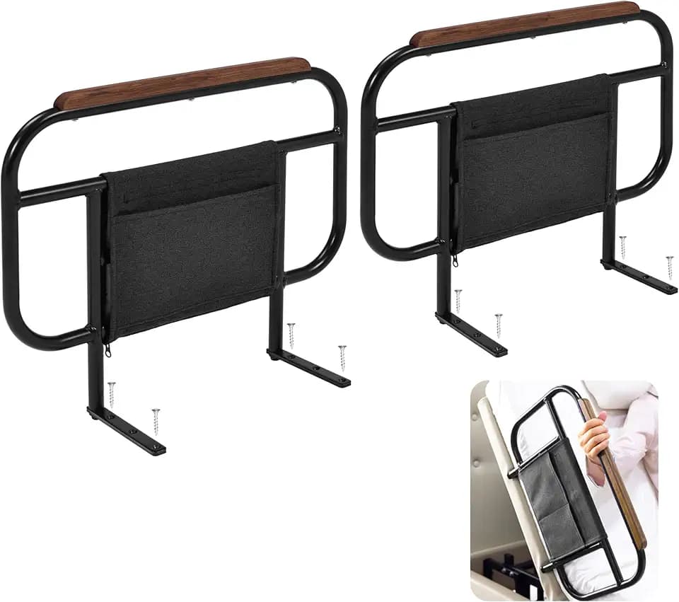 Bed Side Rails for Adjustable Bed Base, Fit Wooden Base Only 17" Set of 2