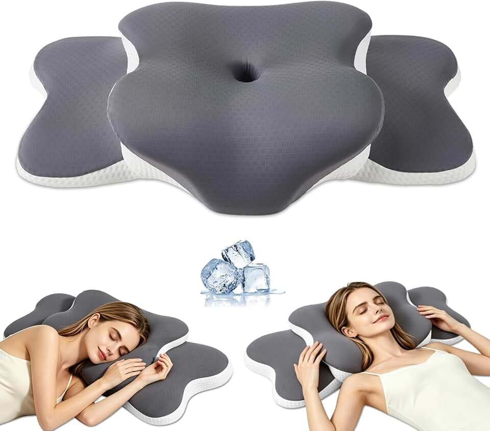 Cervical Neck Pillow for Neck Pain Relief & Side Sleeper | Ergo Pillow for Sleep Apnea, Neck Pain, and Snoring Relief | Orthopedic Memory Foam with Ergonomic Neck Support, Gray, Large