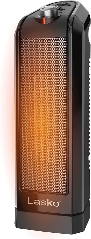 Lasko CT14650 Small Portable 1500W Oscillating Electric Ceramic Space Heater with Manual Thermostat and Overheat Safety Protection for Indoor Home Use