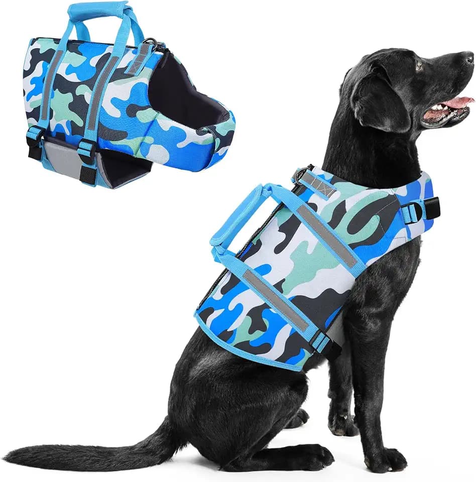 Queenmore Dog Life Vest for Swimming, Dog Life Jacket for Large Dogs