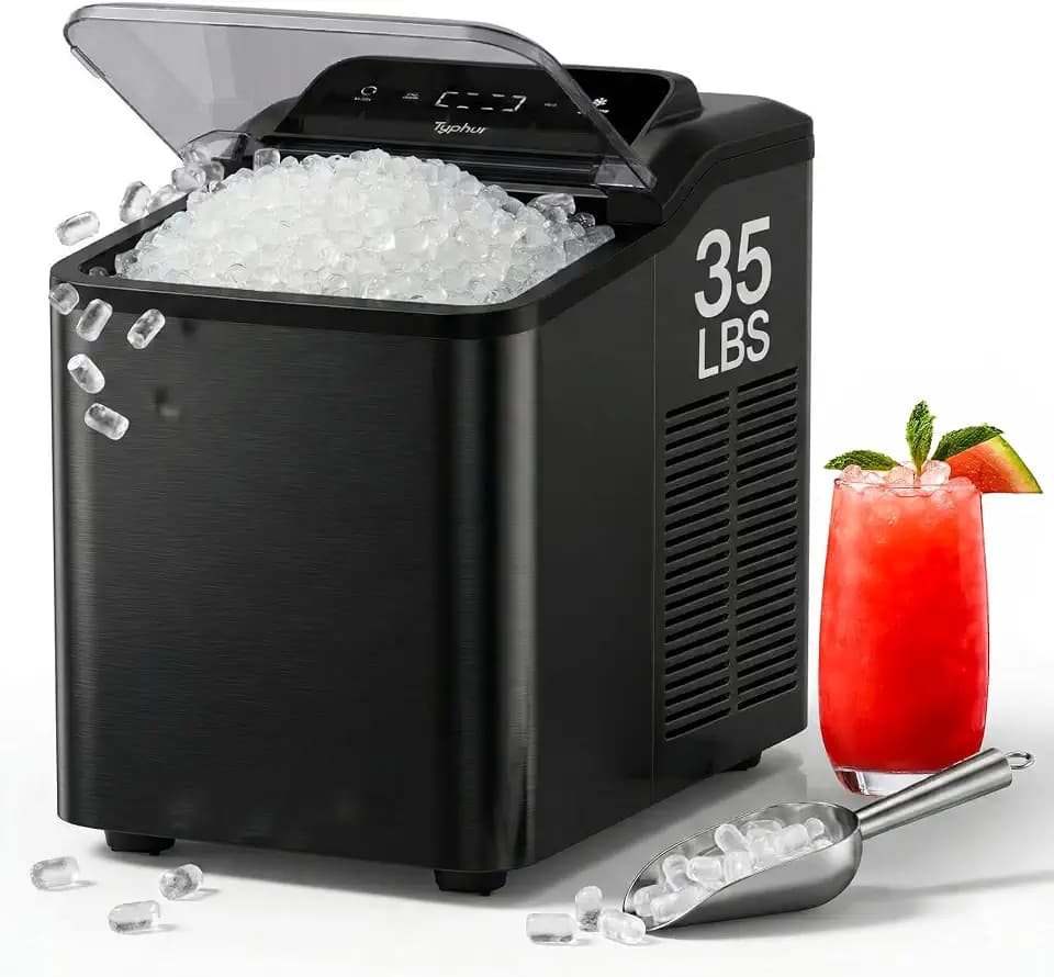 Typhur Nugget Ice Maker Countertop, 35lbs/24H, Self-Cleaning Pump, Black
