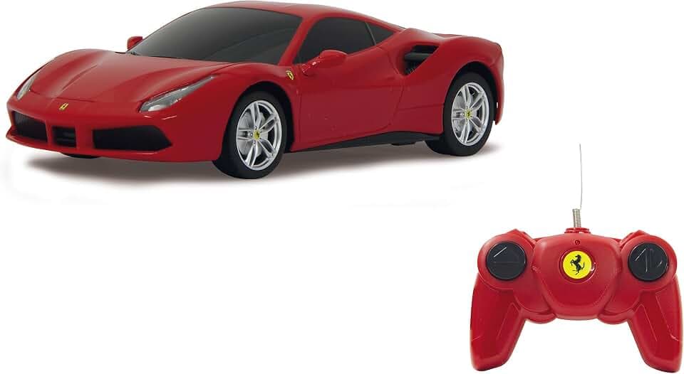 JAMARA Ferrari 488 GTB 1:24 rot 2,4GHz - offiziell lizenziert, bis zu 1 Std Fahrzeit bei ca. 9 Km/h, perfekt nachgebildete Details, hochwertige Verarbeitung