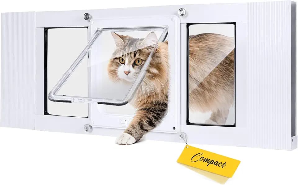 Compact Cat Door for Window, H: 13", Fit 28"-32" Window