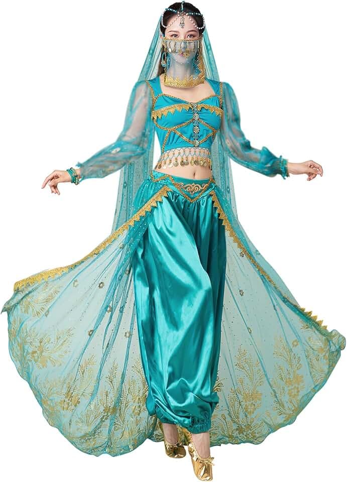 Jasmine Costume Women Arabian Princess Fairy Outfit Halloween Costume