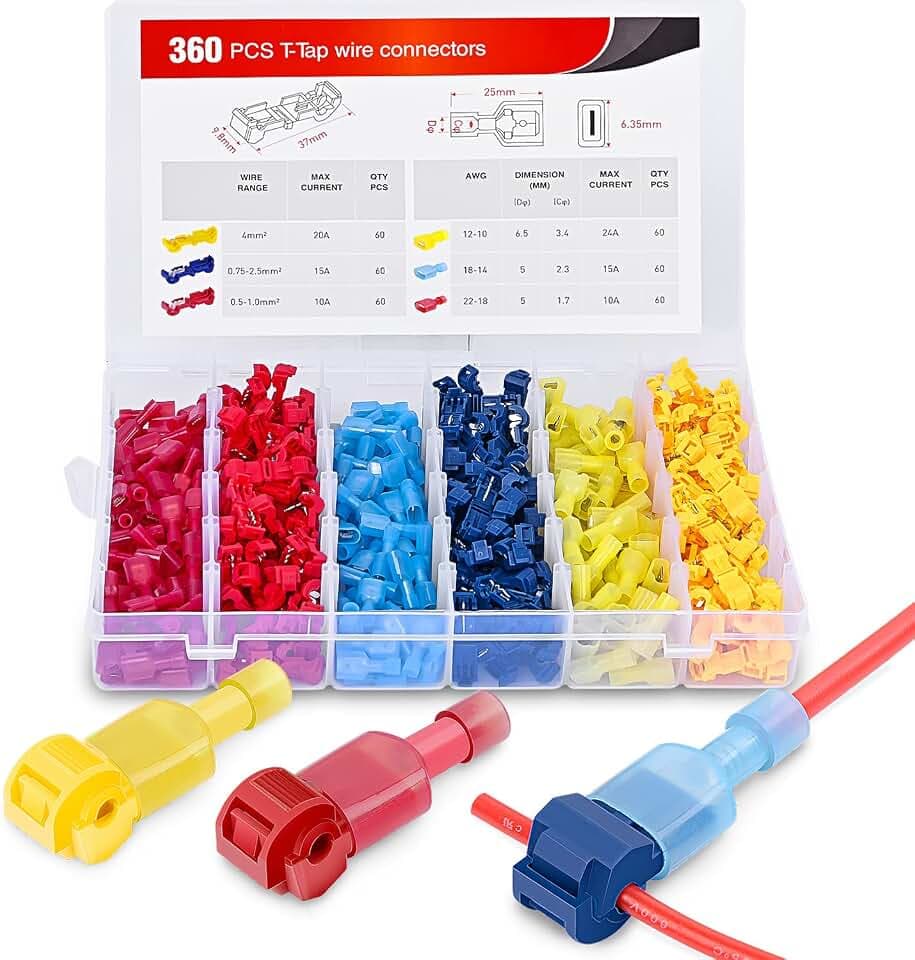 Nilight 360PCS T-Tap Wire Connectors Self-Stripping Quick Splice Terminals