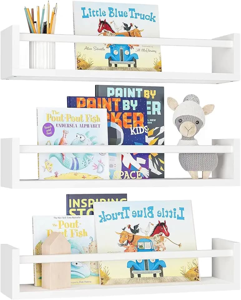 Kinderzimmerregale, 3er-Set Wand-Bücherregal, 40 cm, Massivholz, für Bücher