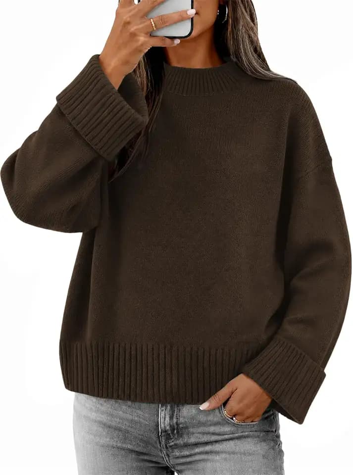 ATHMILE Sweaters for Women 2026 Fall Fashion Outfits Long Sleeve Loose Casual Crewneck Ribbed Knit Pullover Winter Clothes