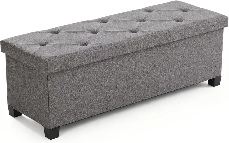 Sweetcrispy Sitzbank mit Stauraum, Dunkelgrau, 110x38x38cm